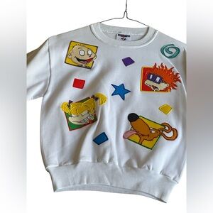 NEW HOMEMADE GIRLS RUGRATS WHITE LONG SLEEVE SWEATSHIRT SZ M 8/10